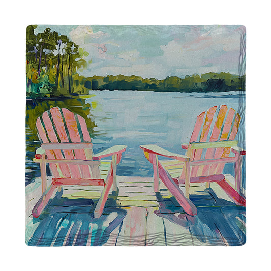 Lake Adirondack Chairs | Ceramic Drink Coaster