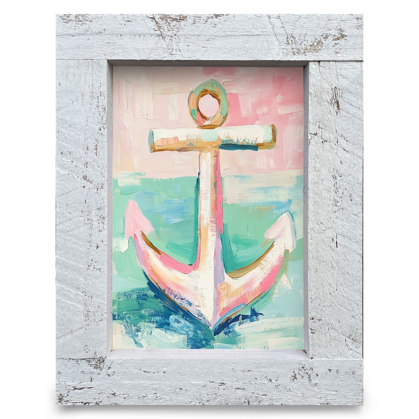 Cute Coastal Anchor | Real Wood Framed Wall Art Print