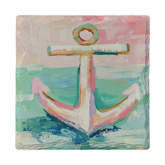 Cute Coastal Anchor  | Ceramic Drink Coaster