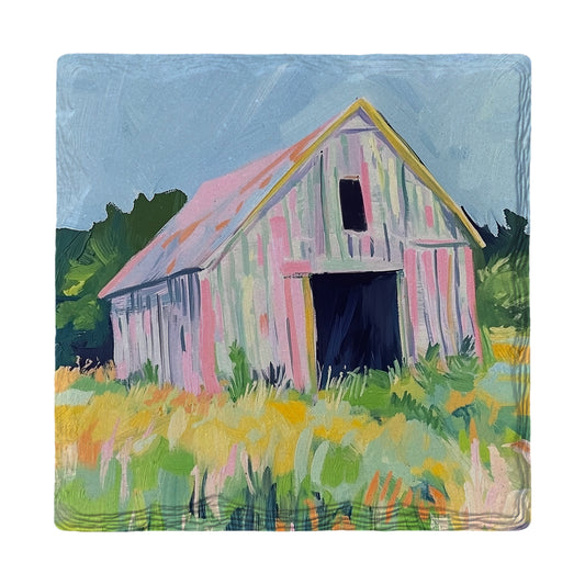 Pink Barn | Ceramic Drink Coaster