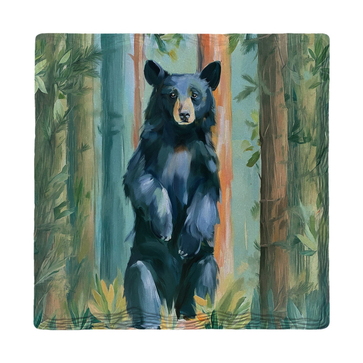 Standing Blue Black Bear | Ceramic Drink Coaster