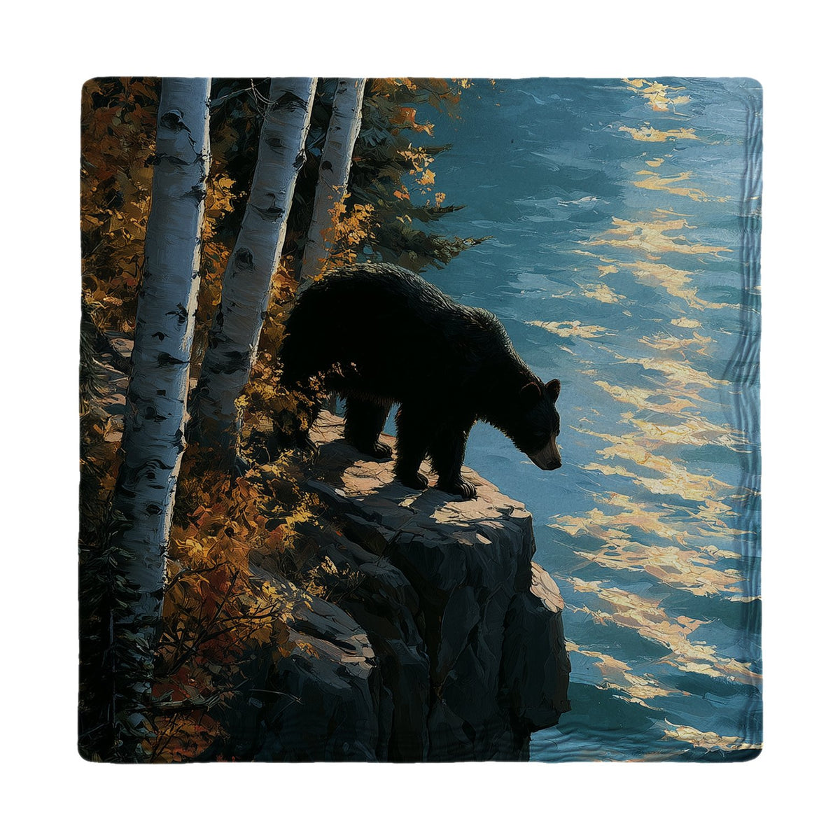 Golden Birch Bluff Bear | Ceramic Drink Coaster