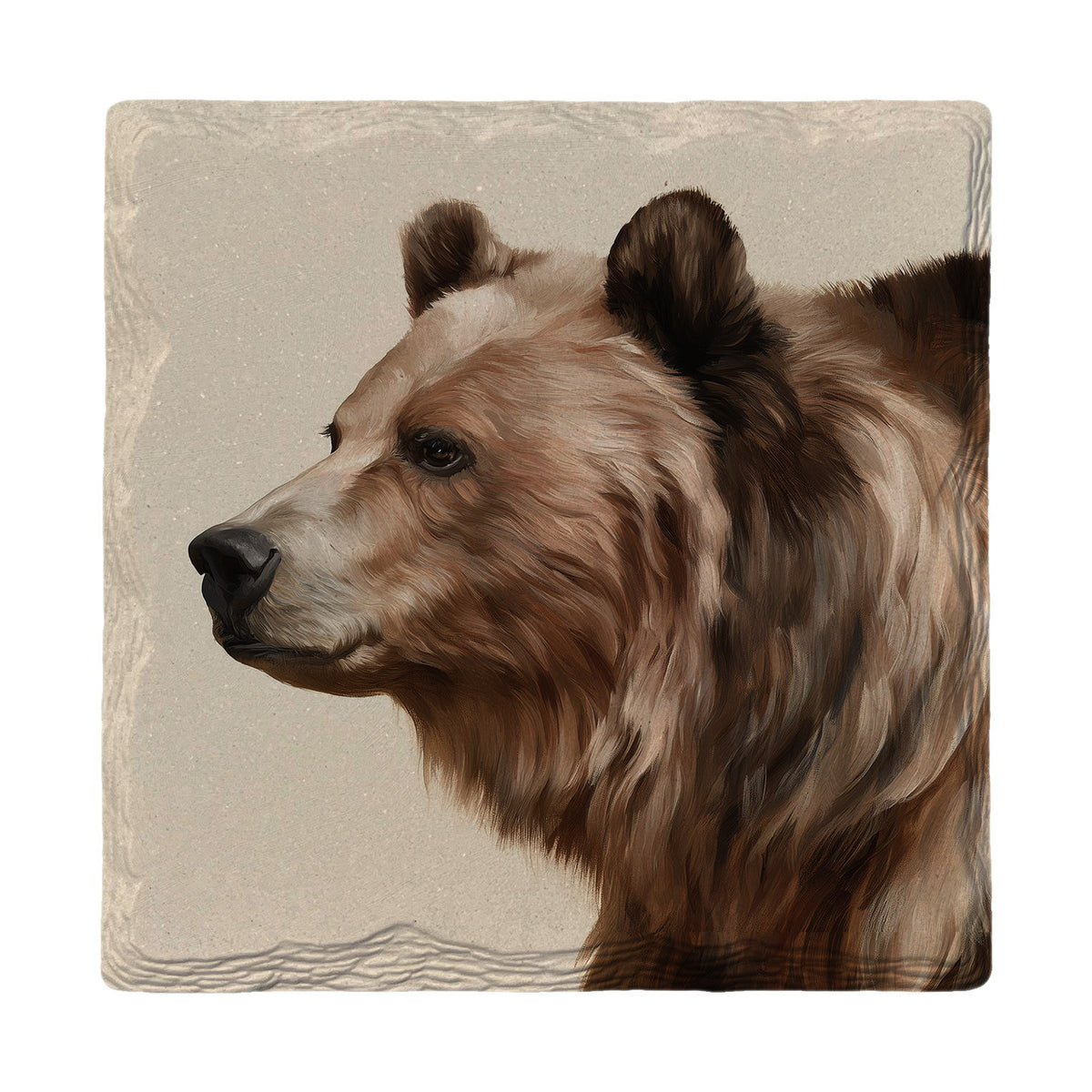 Grizzly Bear Portrait | Absorbent Ceramic Drink Coaster