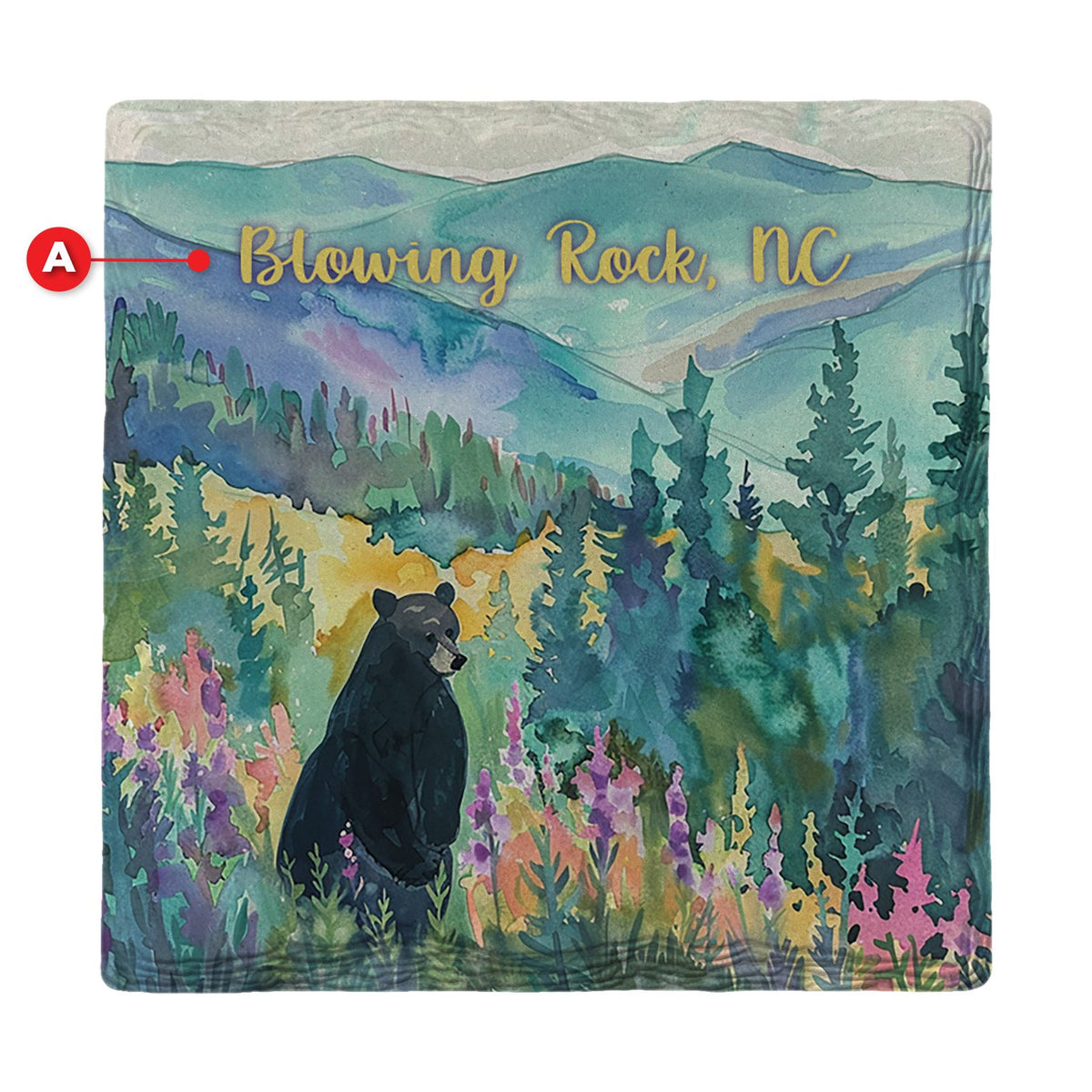 Watercolor Bear Valley | Ceramic Drink Coaster