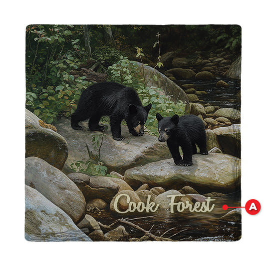 Customizable Streamside Black Bear Cubs | Ceramic Drink Coaster
