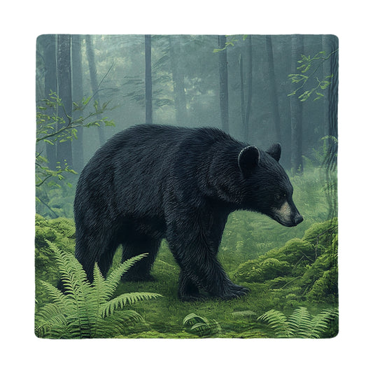 Black Bear Forest Ferns | Ceramic Drink Coaster