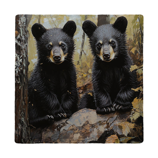 The Cutest Black Bear Cubs | Ceramic Drink Coaster
