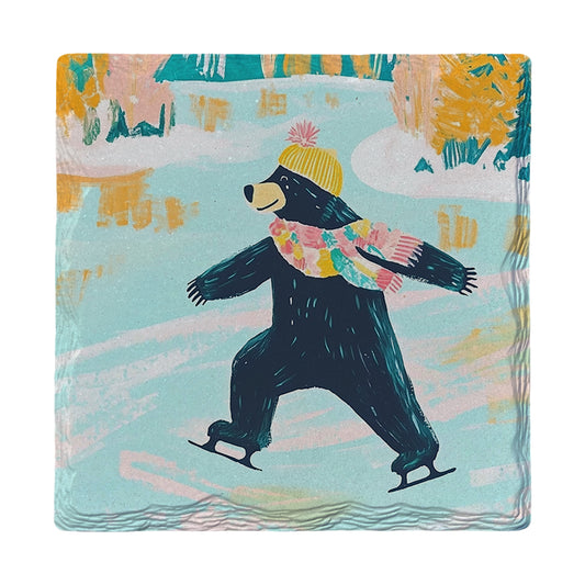 Black Bear Ice Skater | Ceramic Drink Coaster