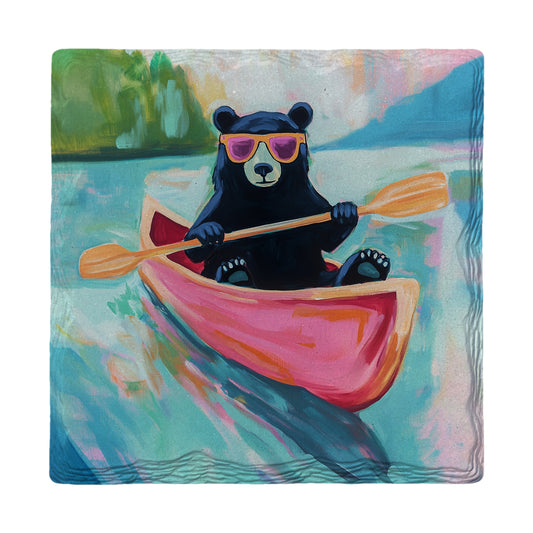 Cool Canoe Black Bear | Ceramic Drink Coaster