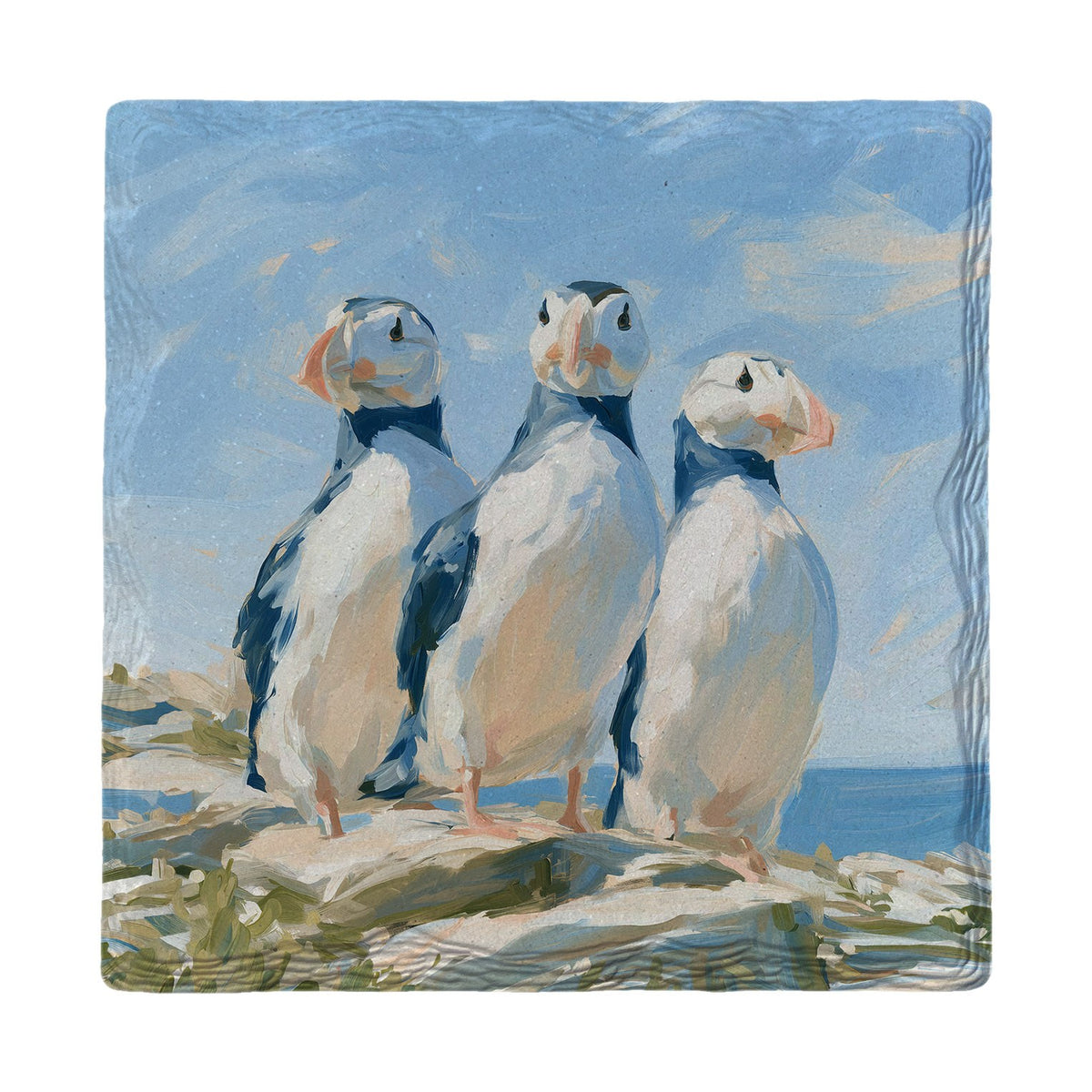 Puffin Trio | Absorbent Ceramic Drink Coaster