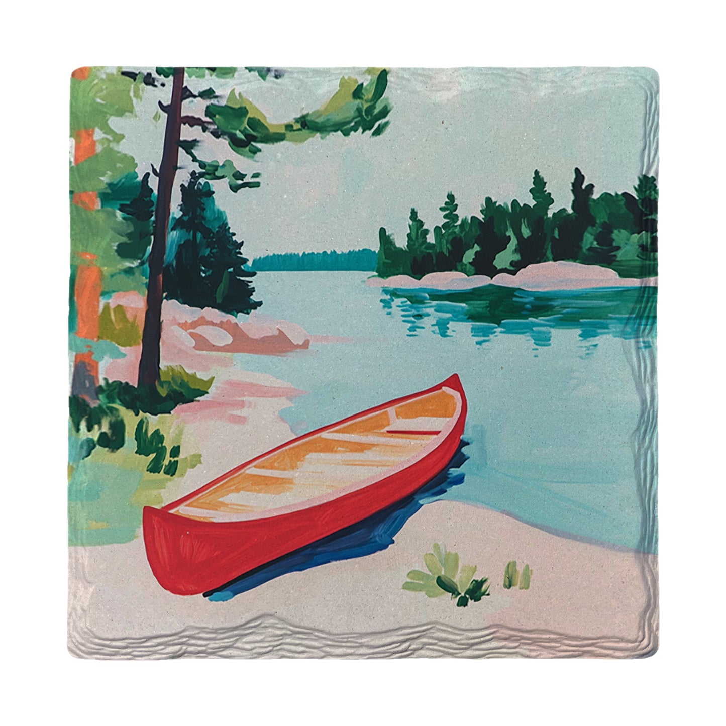 Pastel Canoe Lake | Ceramic Drink Coaster