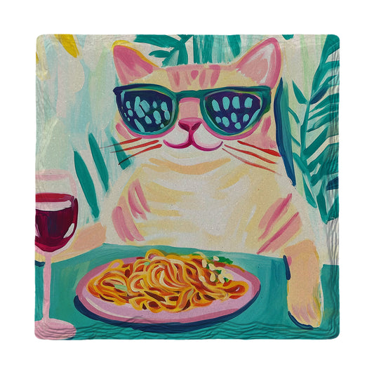 Cat Date Night | Ceramic Drink Coaster