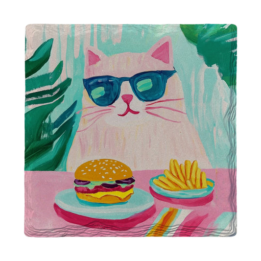 Cat Burger | Ceramic Drink Coaster