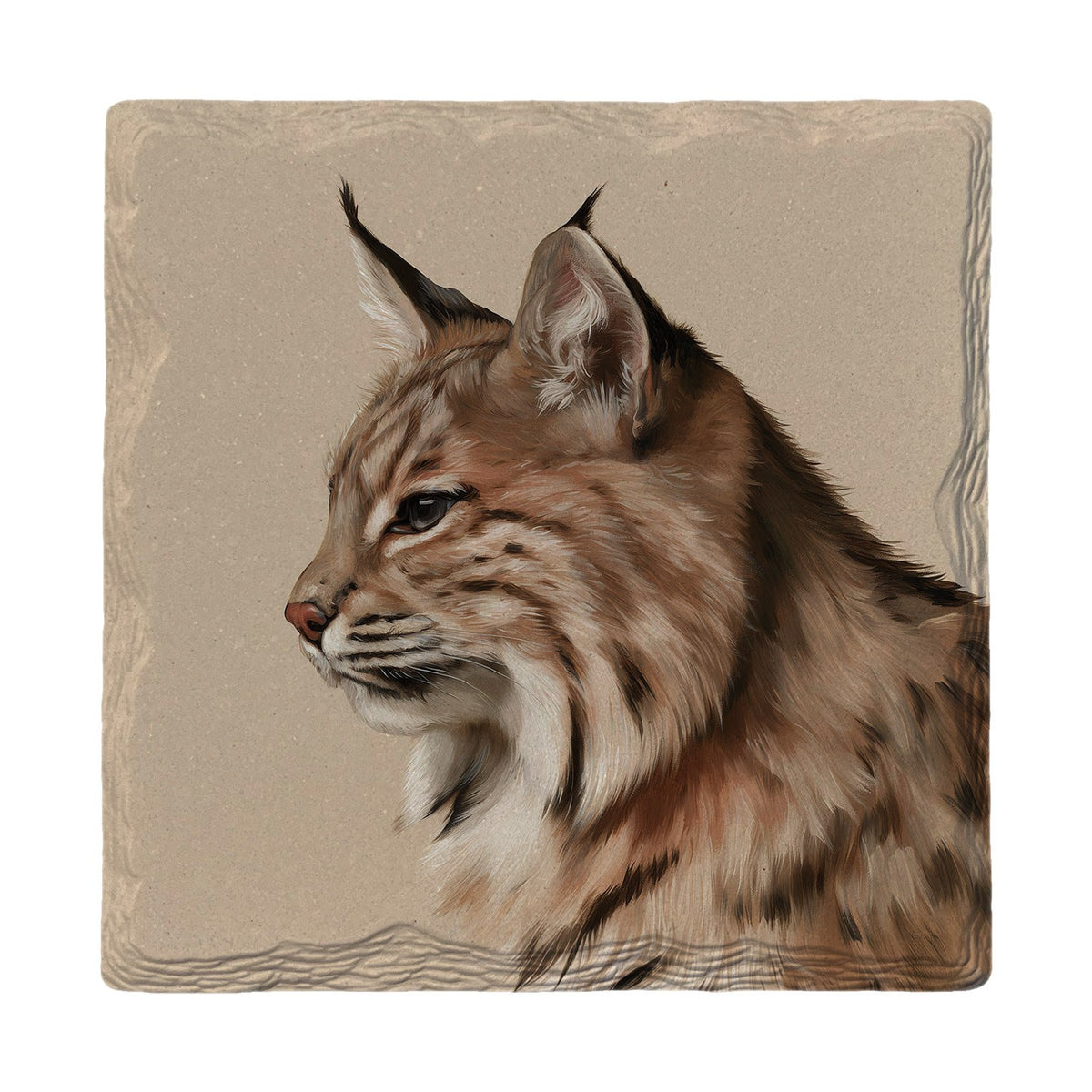 Bobcat Profile Portrait | Absorbent Ceramic Drink Coaster