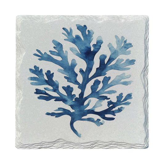 Watercolor Navy Botanical | Ceramic Drink Coaster