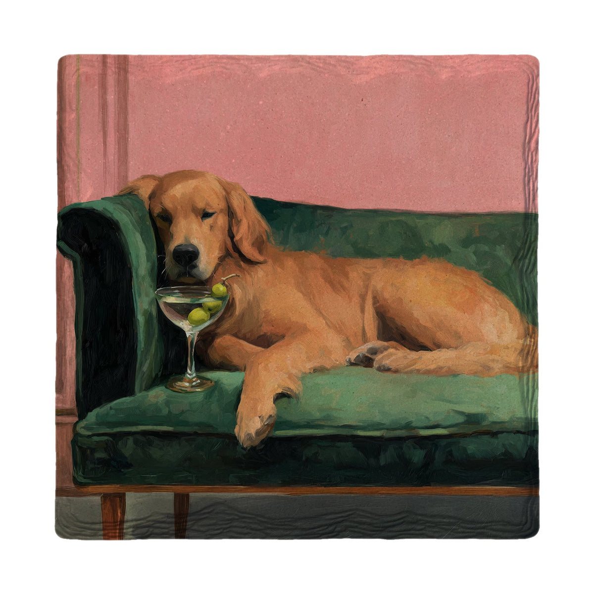 Martini Golden Retriever | Ceramic Drink Coaster