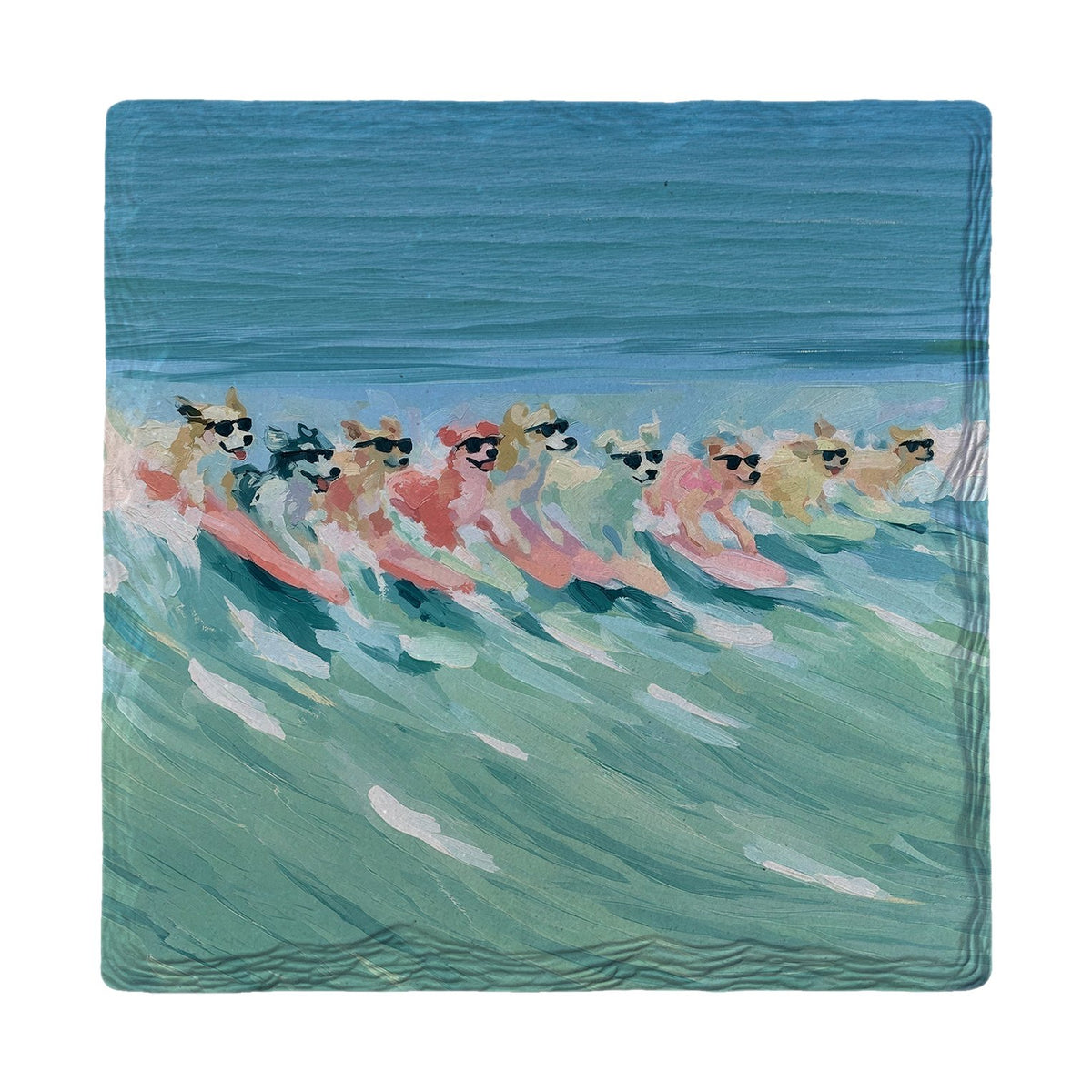 Surfing Dogs In Shades | Ceramic Drink Coaster