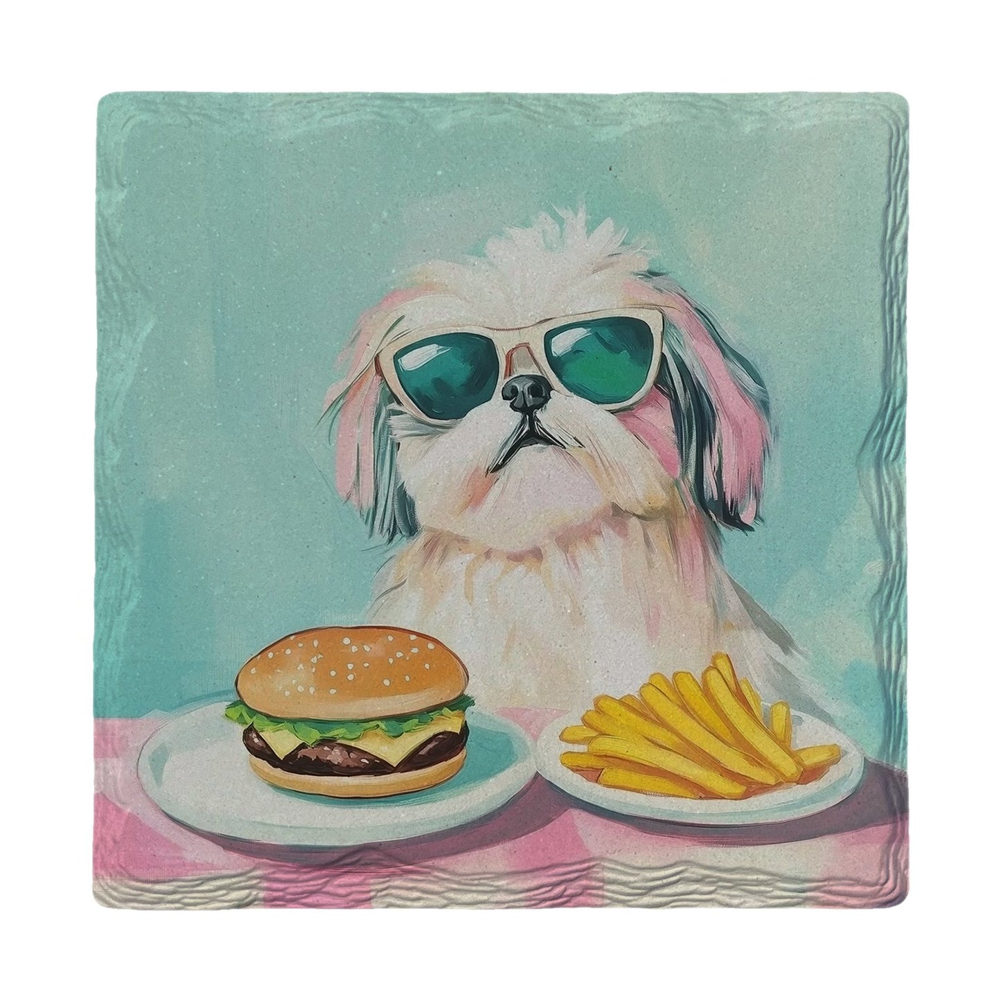 Shih Tzu Burger Date | Ceramic Drink Coaster