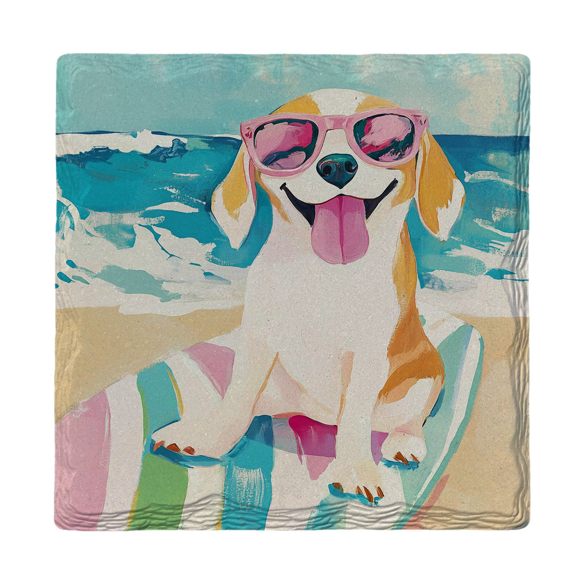 Beagle Beach Day | Ceramic Drink Coaster