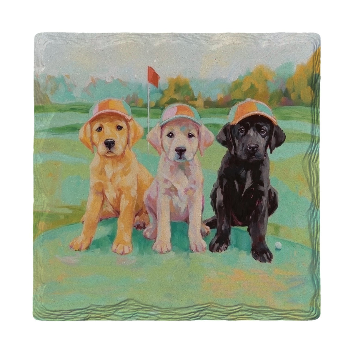 Golf Course Puppies | Ceramic Drink Coaster