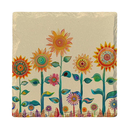 Whimsical Flowers | Ceramic Drink Coaster