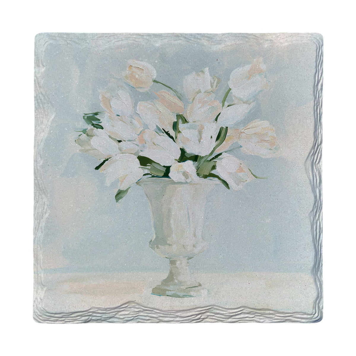 White Tulips in Urn | Absorbent Ceramic Drink Coaster
