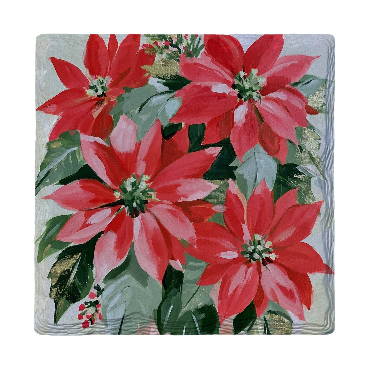 Red Poinsettia Bouquet | Absorbent Ceramic Drink Coaster