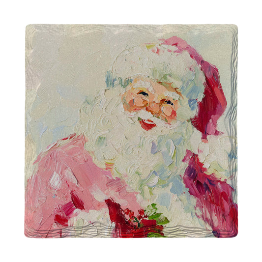 Jolly Impasto Santa | Ceramic Drink Coaster