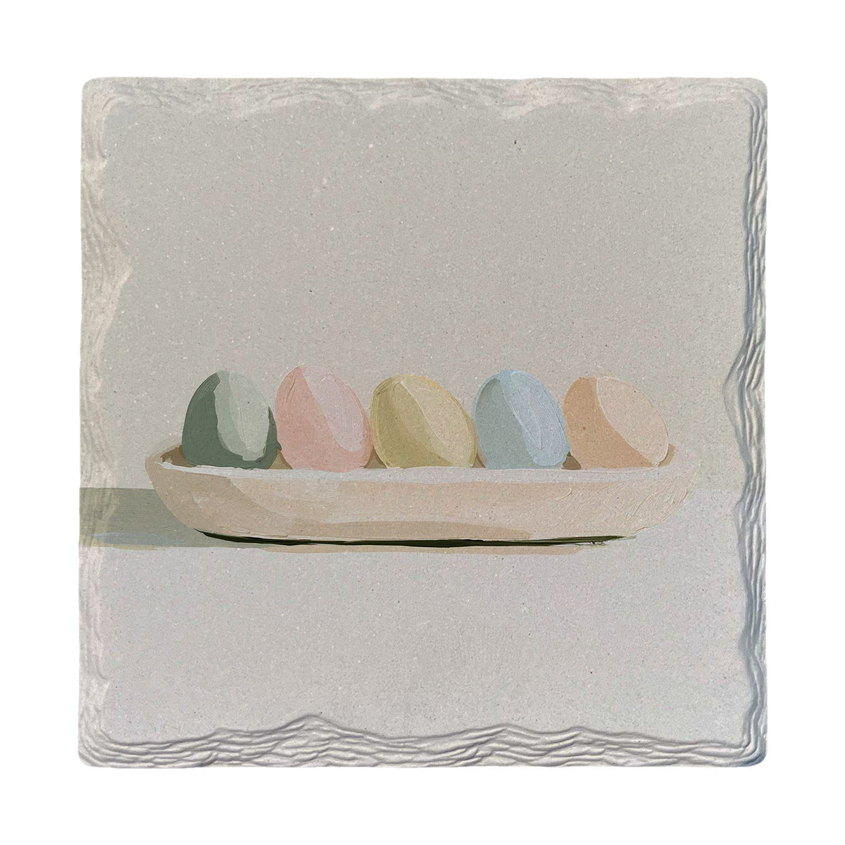 Easter Eggs in Wooden Bowl | Absorbent Ceramic Drink Coaster