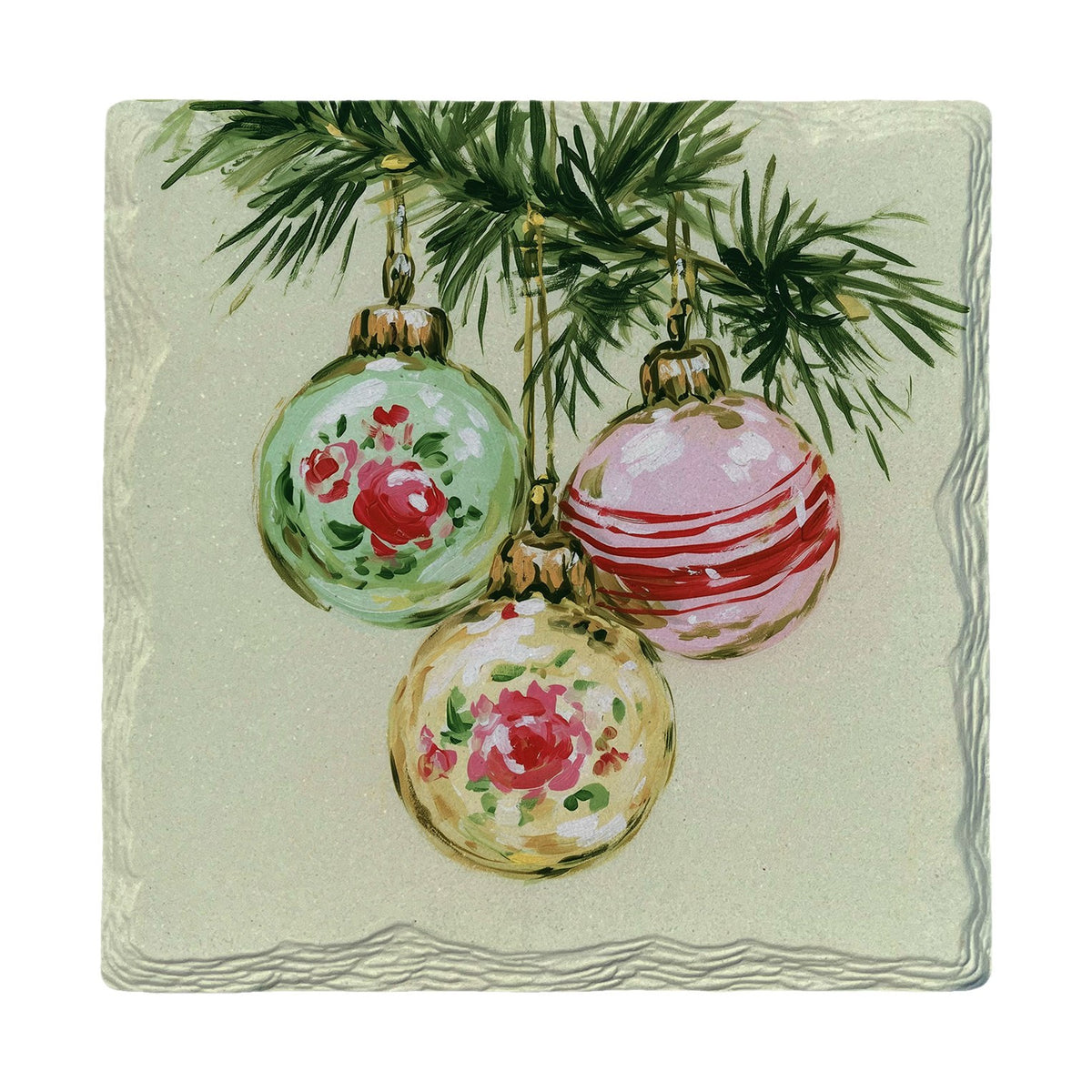 Vintage Rose Glass Ornaments | Absorbent Ceramic Drink Coaster