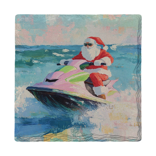 Jet Ski Santa | Ceramic Drink Coaster
