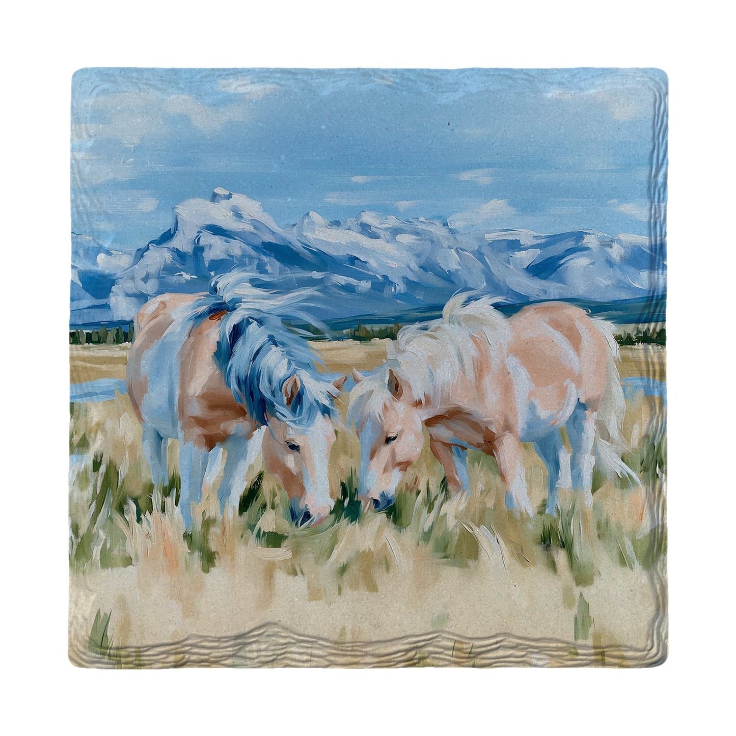 Prairie Horses Grazing | Ceramic Drink Coaster