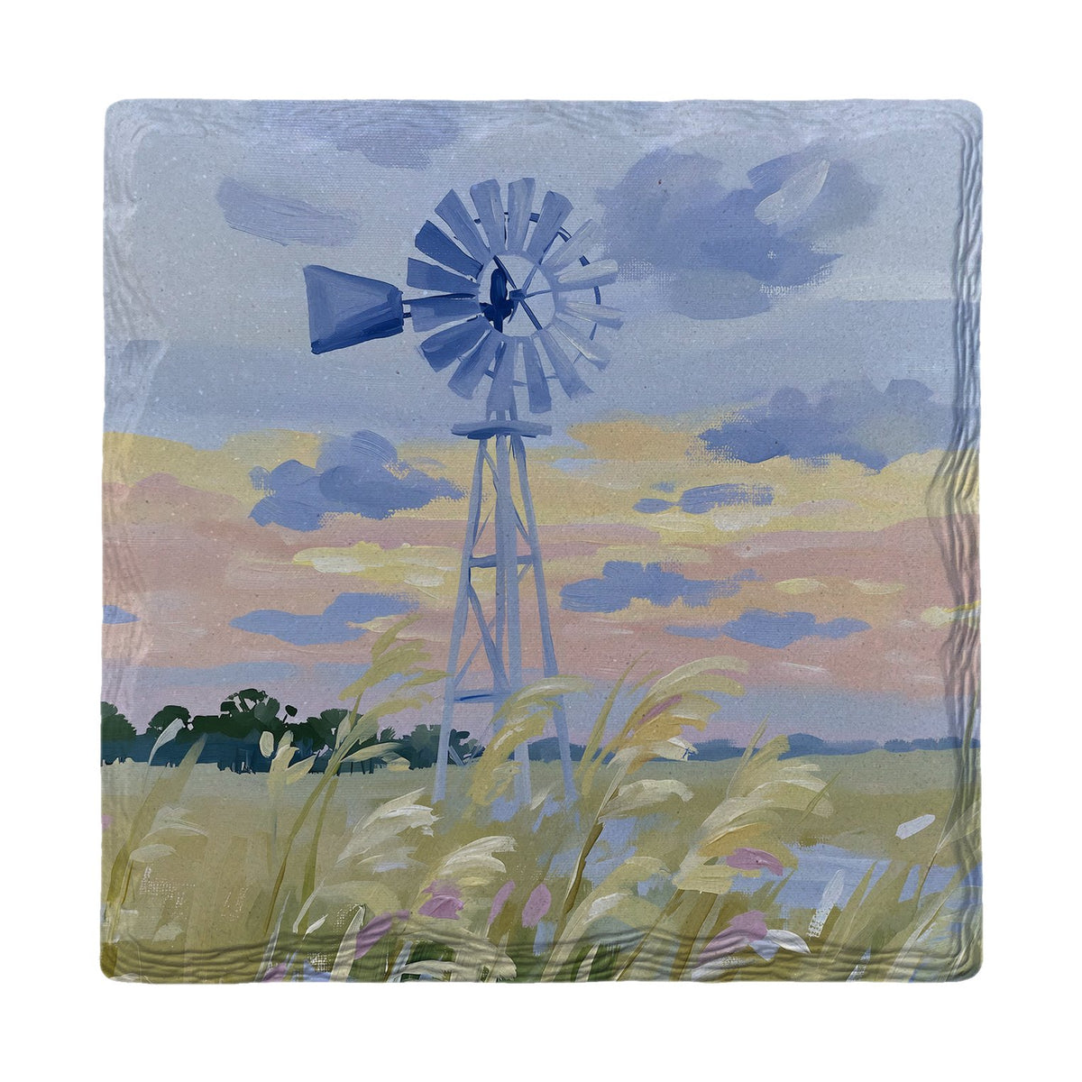 Prairie Windmill Sunset | Ceramic Drink Coaster