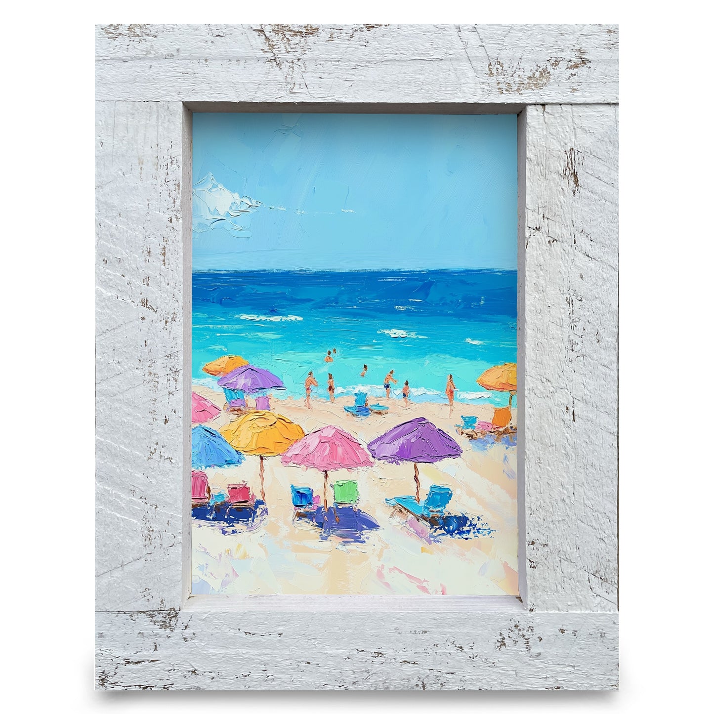 Blue Sky Beach | Real Wood Framed Wall Art Print
