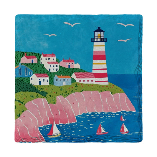 Cute Pink Coastal Cliffs | Ceramic Drink Coaster