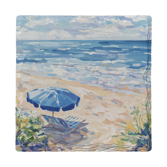 Blue Umbrella Beach Escape | Ceramic Drink Coaster