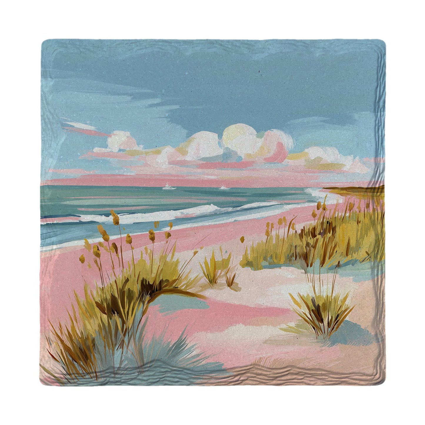 Pink Sands Sea Oats | Ceramic Drink Coaster