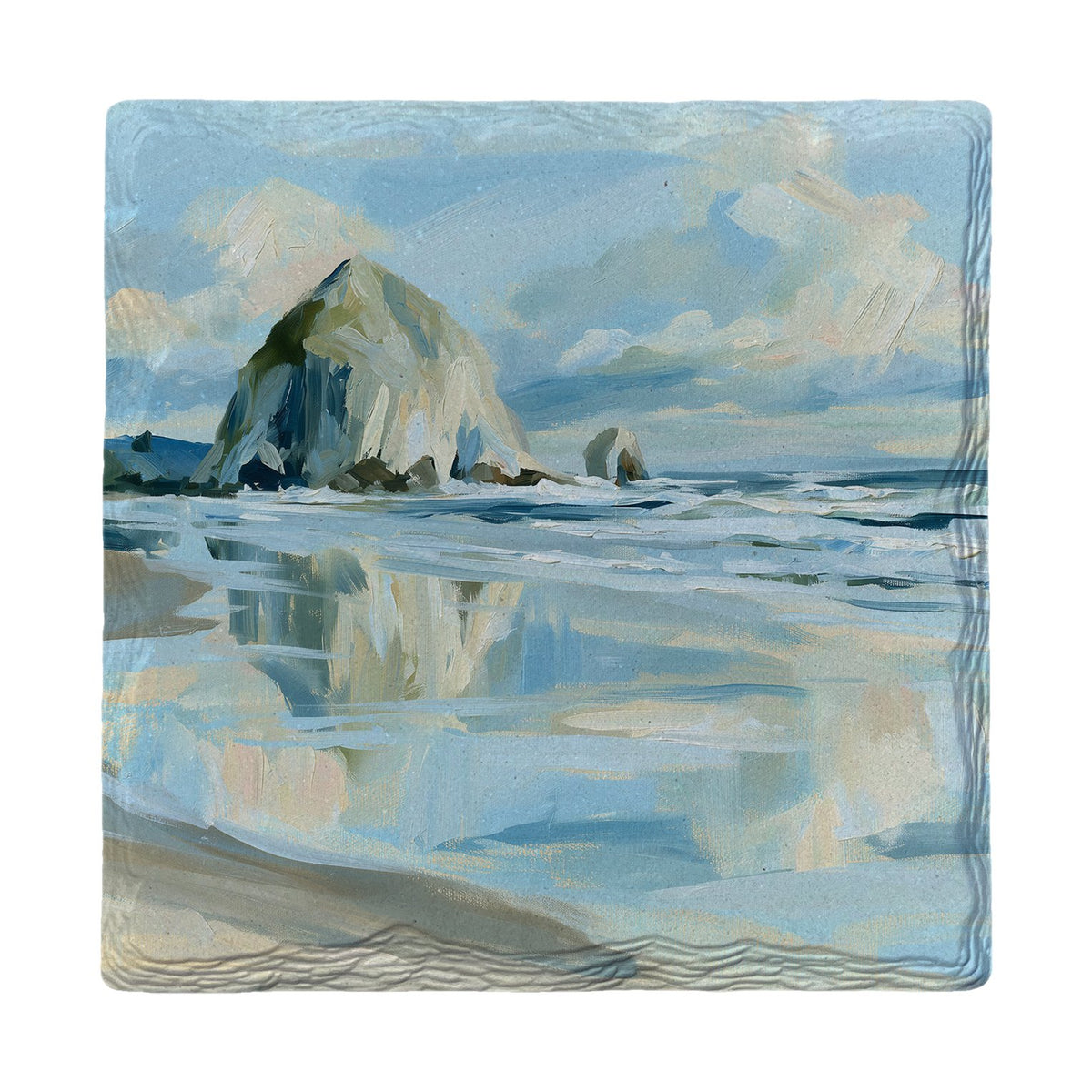 Haystack Rock Shoreline | Ceramic Drink Coaster