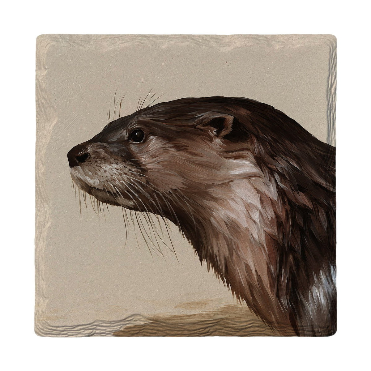 River Otter Portrait | Absorbent Ceramic Drink Coaster