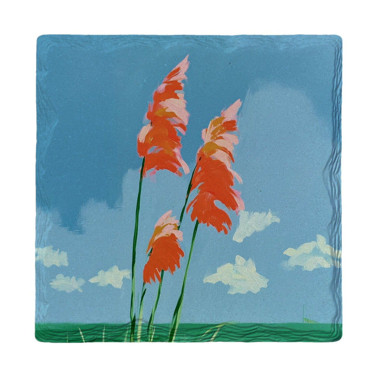 Coral Beach Grasses | Ceramic Drink Coaster