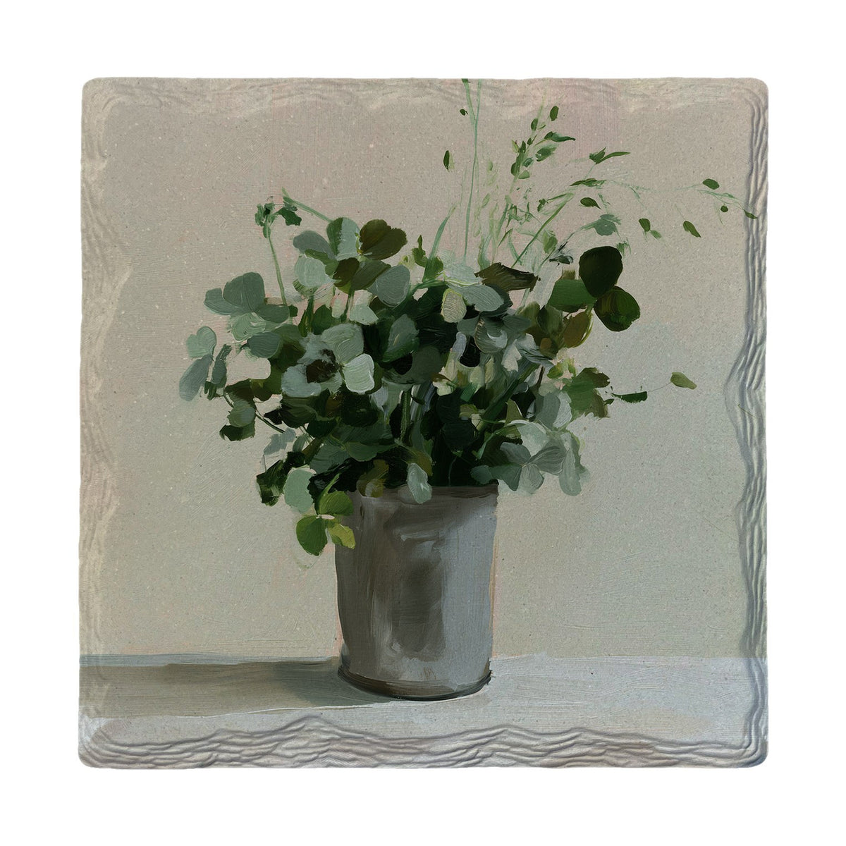 Potted Clover Still Life | Absorbent Ceramic Drink Coaster