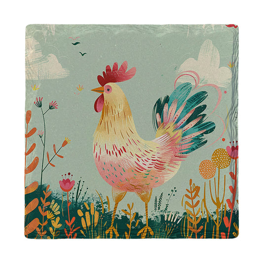 Whimsy Rooster | Ceramic Drink Coaster