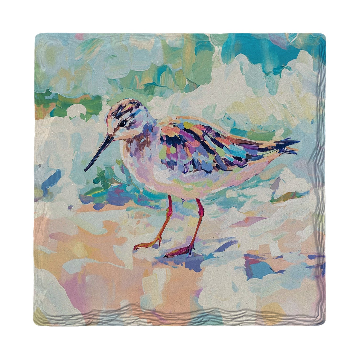 Colorful Surfside Sandpiper | Ceramic Drink Coaster