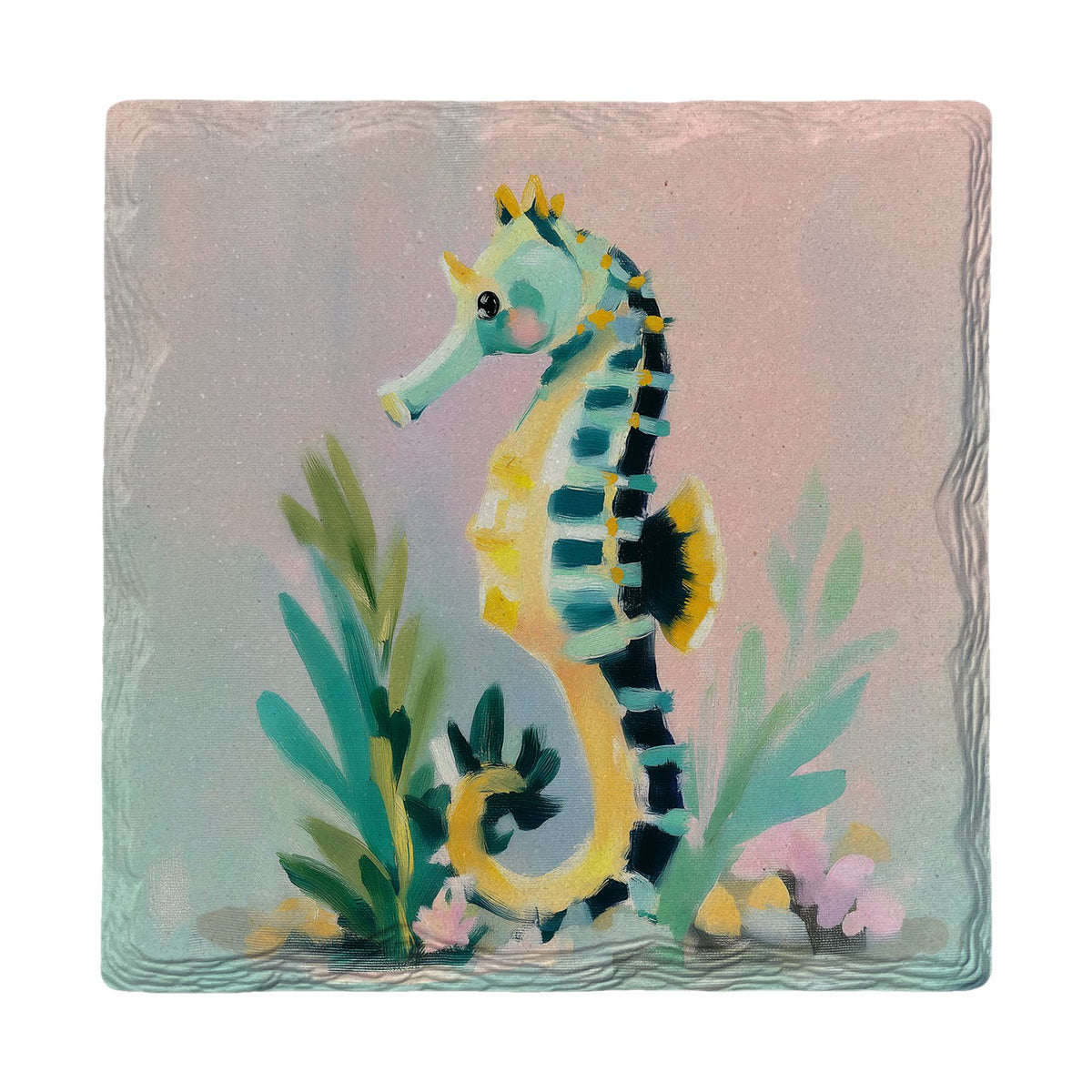 Pastel Seahorse Garden | Ceramic Drink Coaster