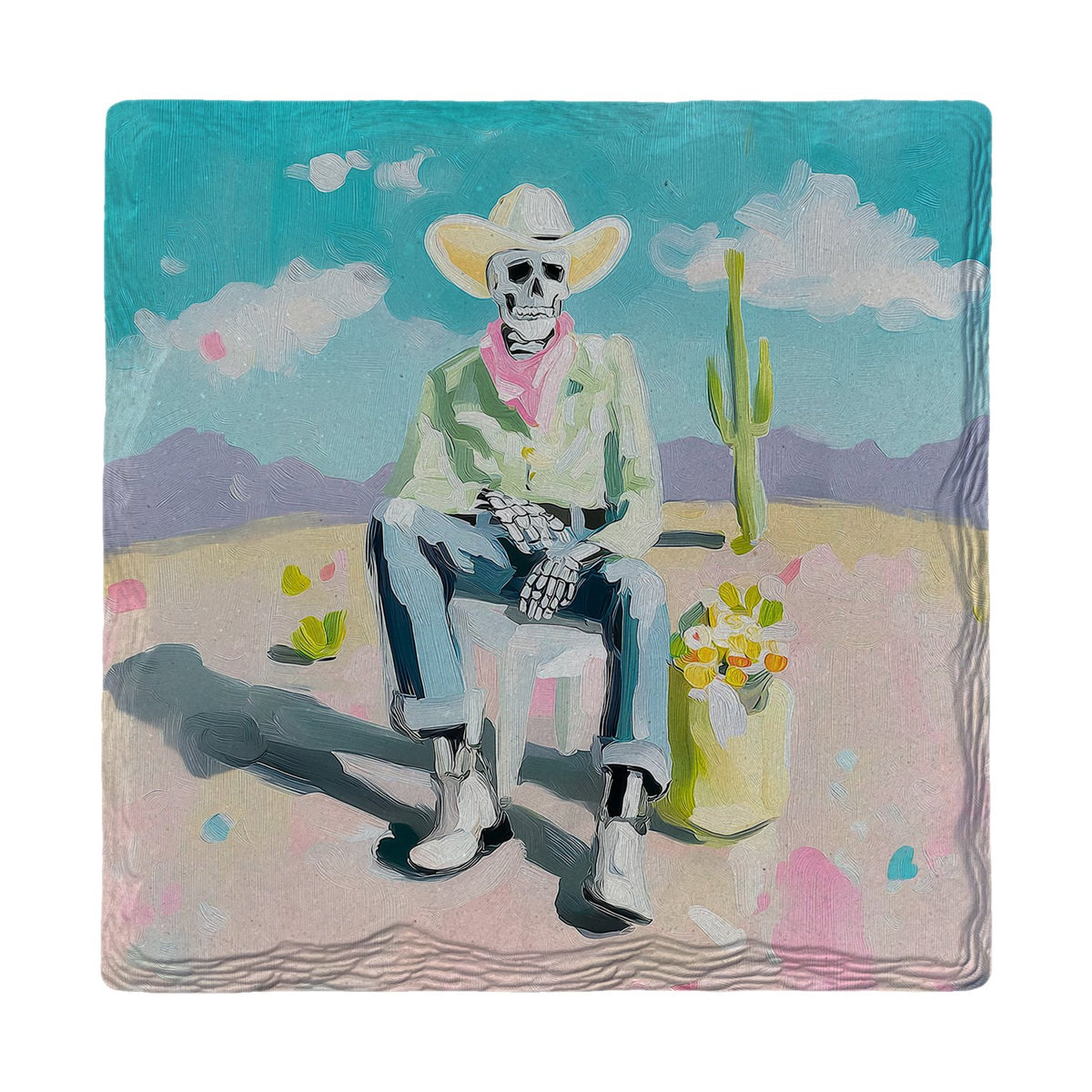 Cowboy Skeleton in Desert | Ceramic Drink Coaster