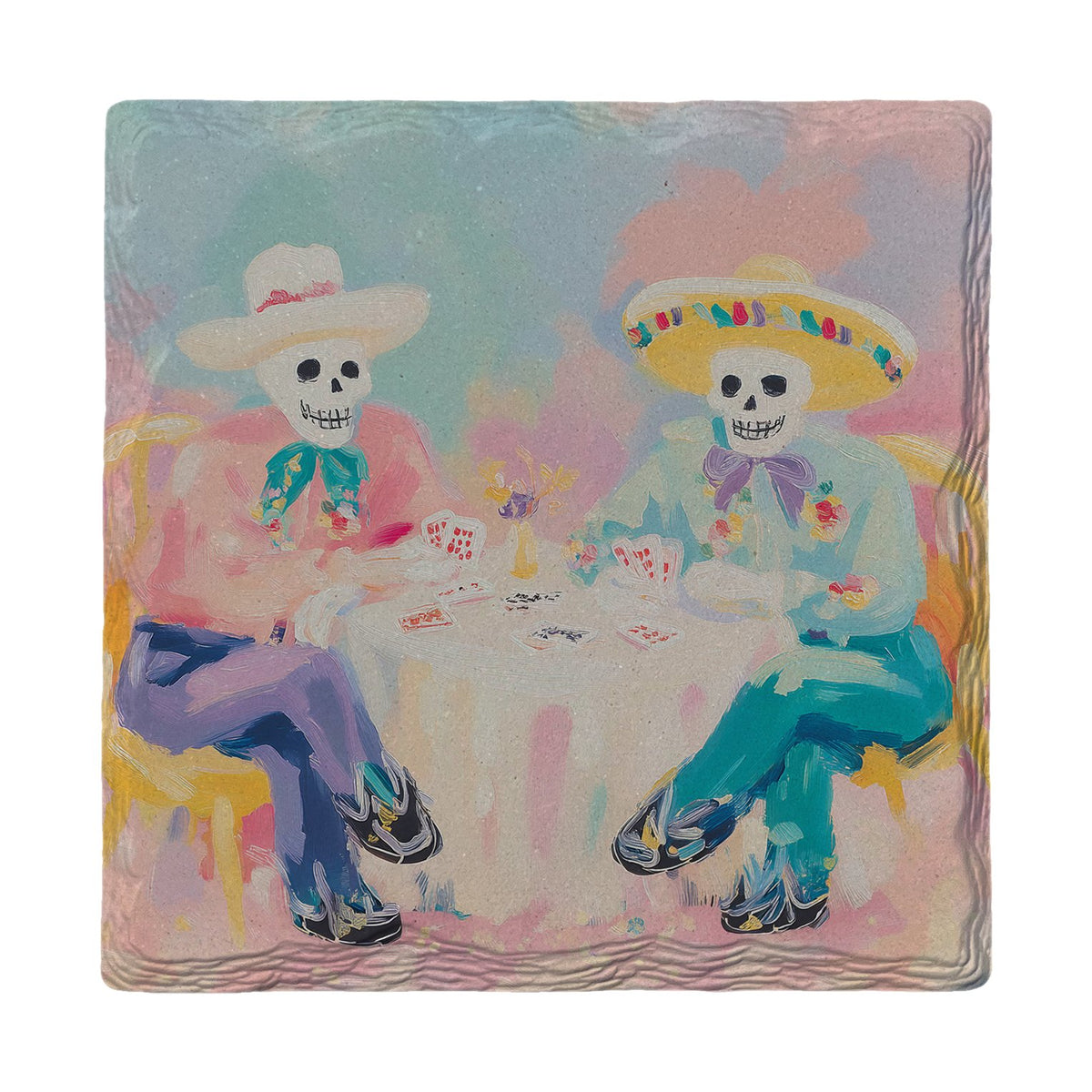 Skeleton Card Game | Ceramic Drink Coaster