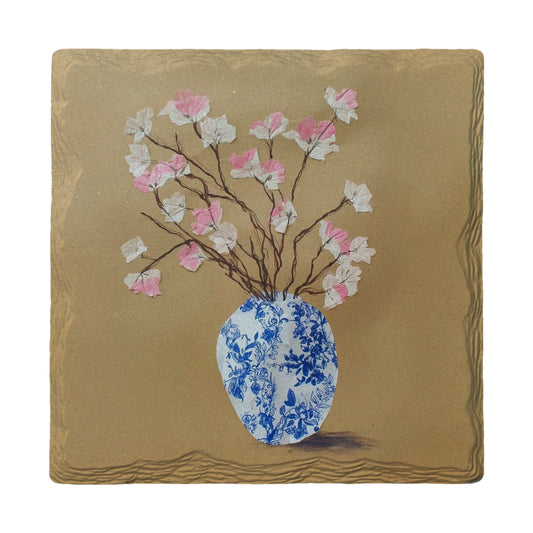 Blue Vase Blooms | Ceramic Drink Coaster