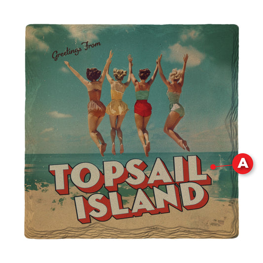 Customizable Vintage Jumping Beach Girls | Drink Coaster