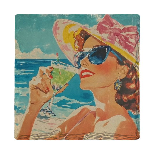 Vintage Sips & Sunshine | Ceramic Drink Coaster