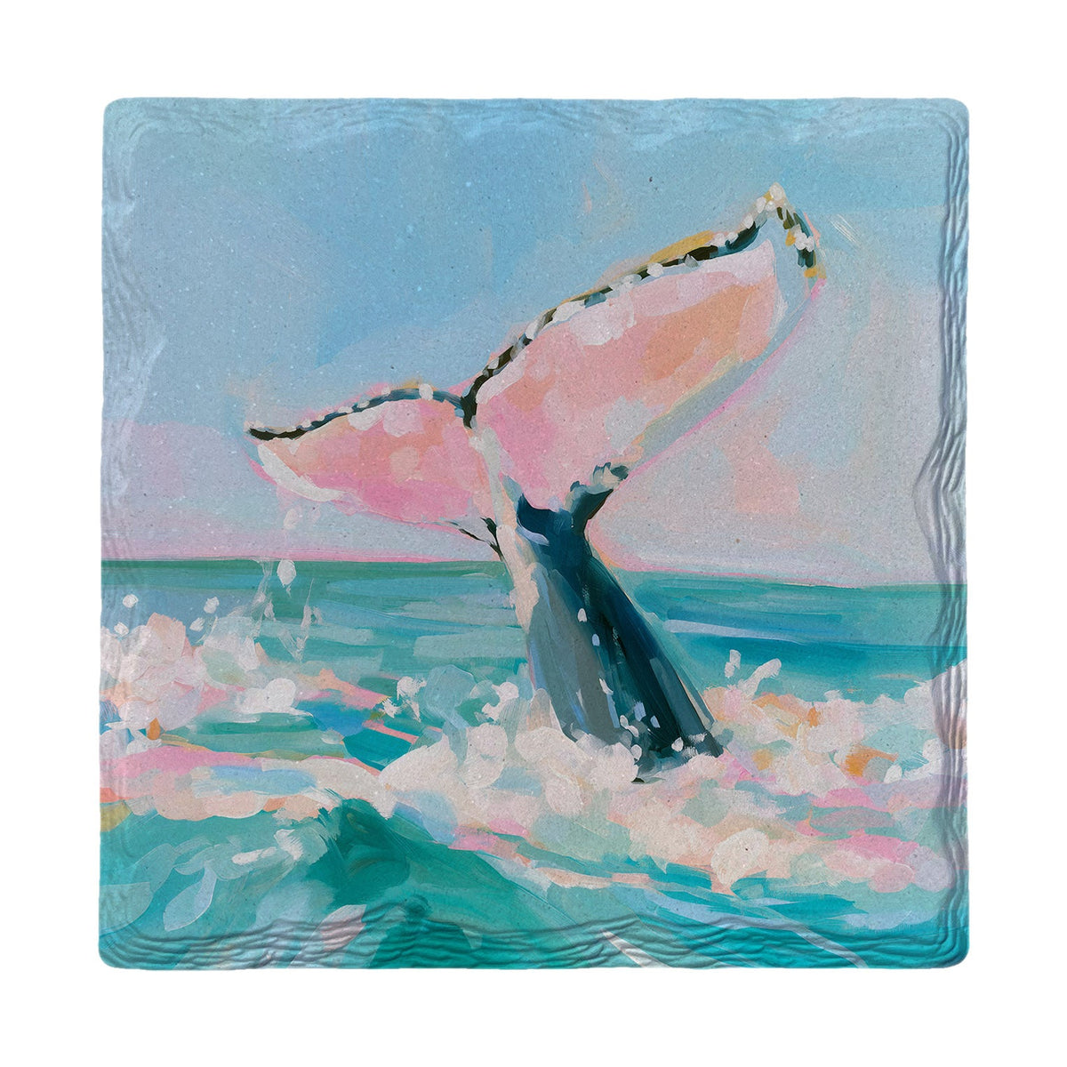 Pastel Whale Tail | Absorbent Ceramic Drink Coaster